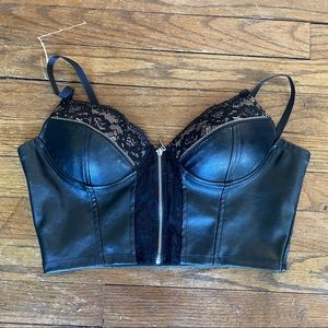 Black Zipper Bustier Top